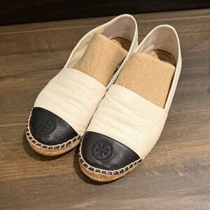 Tory Burch Black and Cream Espadrilles